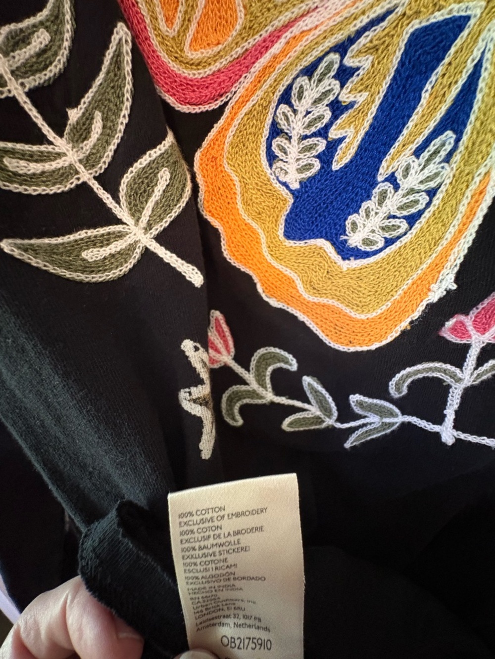 Free People Embroidered Butterfly Long Sleeve size small - Picture 5 of 5